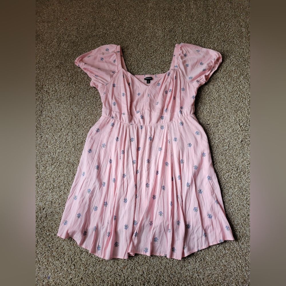 Torrid Light Pink Mini Stretch Challis Sweetheart Skater Dress